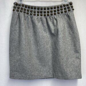 Silence + Noise Studded Wool Mini Lined Skirt Women Size 4 Gray Zippered Back